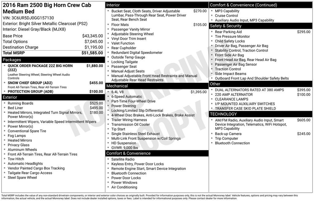 ram ram 2500 pickup 2016 3C6UR5DJ0GG157130 image ram ram 2500 pickup 2016 3C6UR5DJ0GG157130 image